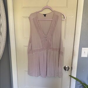 Torrid Lace-Up Sleeveless Tunic - Soft Pink